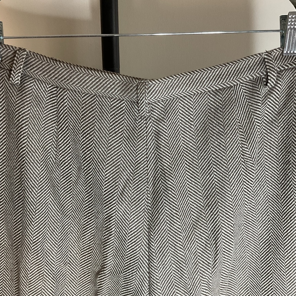 Valerie Stevens Taupe Herringbone Wool Pants 12 High Rise Wide Leg Trousers Vtg - Picture 7 of 8